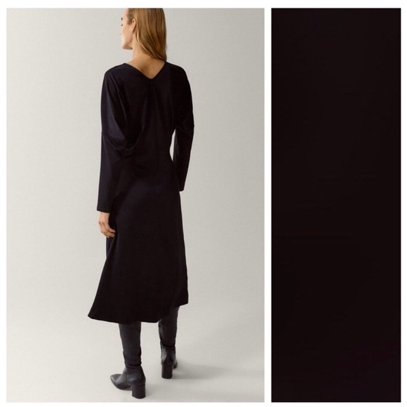 Massimo Dutti Black Midi Dress Large - Picture 9 of 13